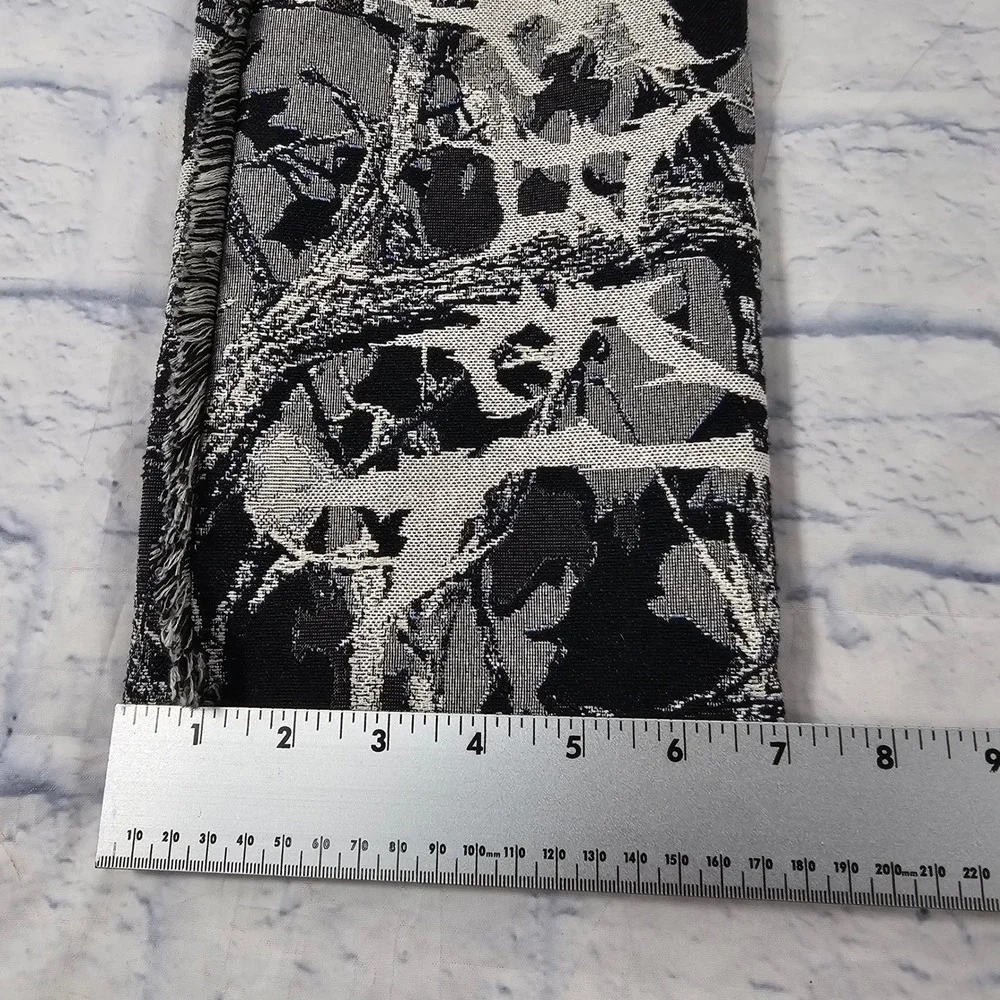 Rebel Vengeance Tapestry Cargo Pants Mens 28 Black White Tree Print Frayed Hem